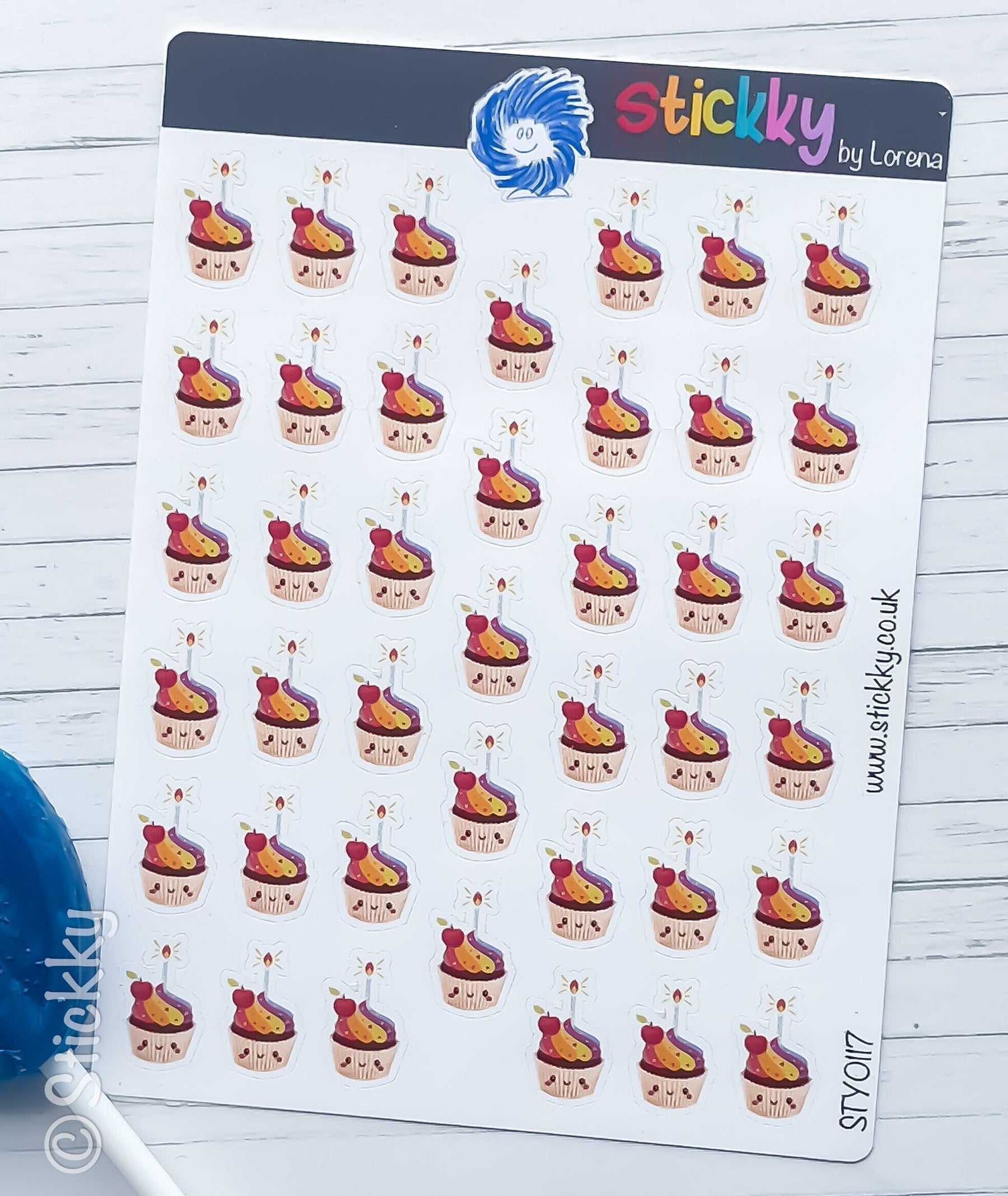 Birthday Cupcake Stickers Sheet.-