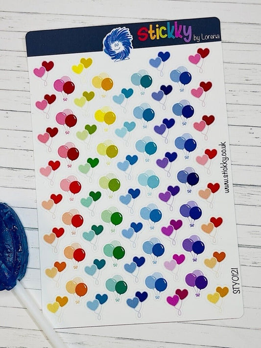 Cute Balloons Birthday Celebration Stickers Sheet.-