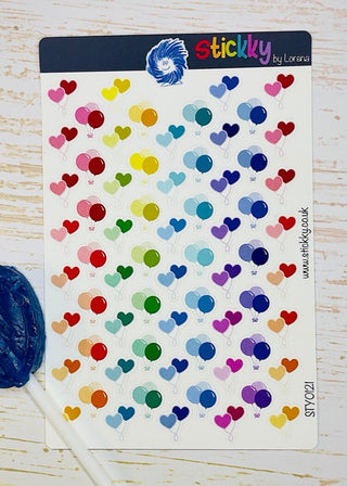 Cute Balloons Birthday Celebration Stickers Sheet.-