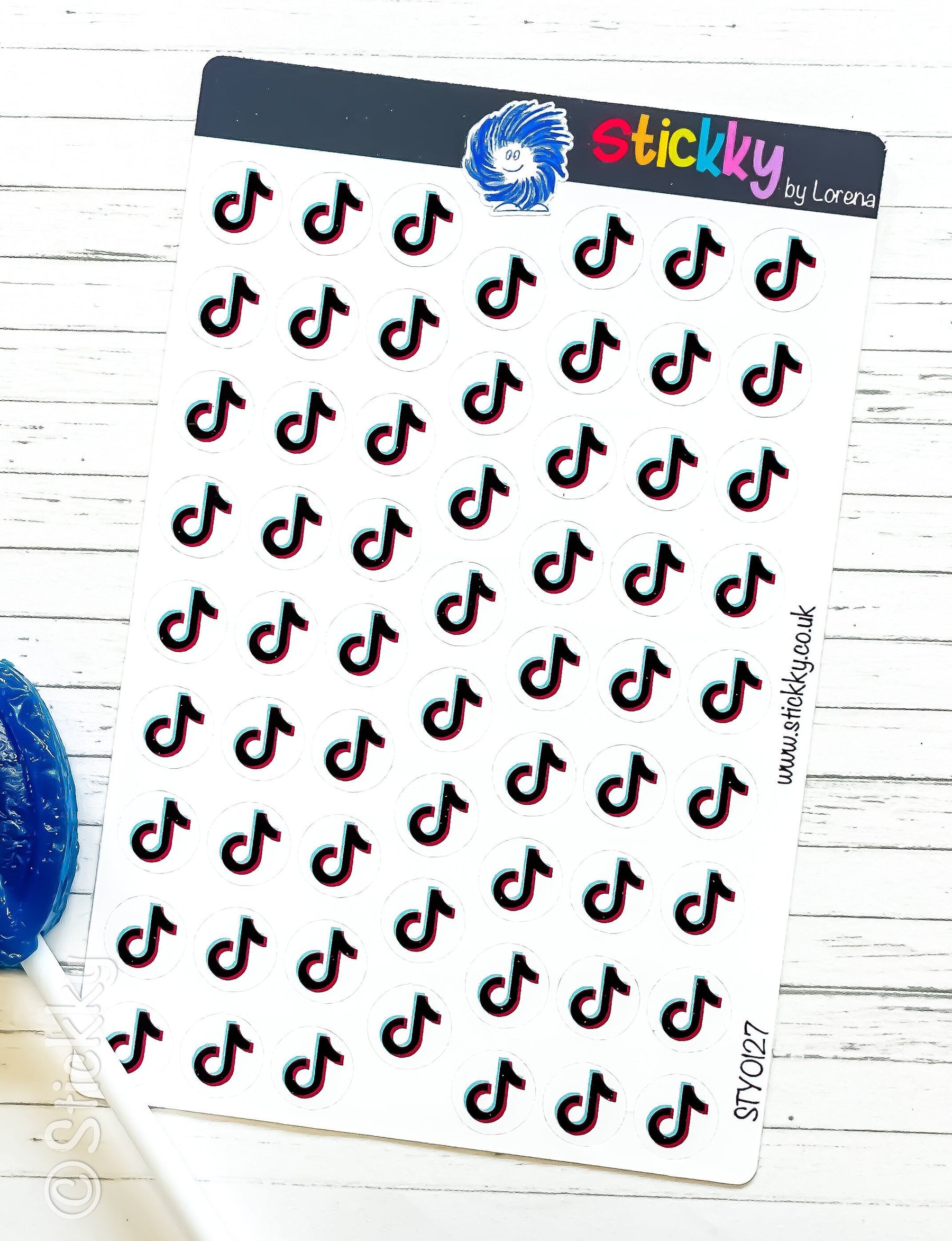 Social Media TikTok Logo Stickers Sheet.-