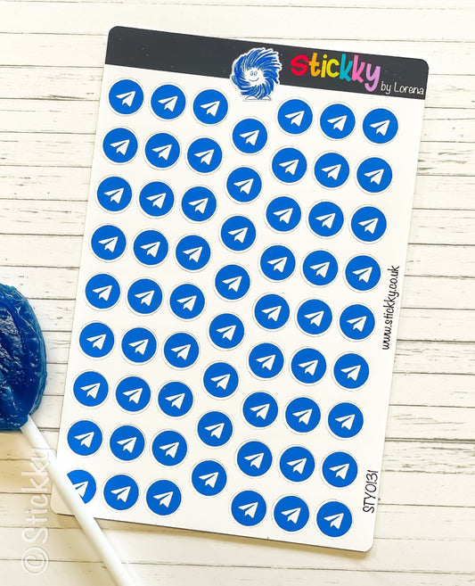 Social Media Telegram Logo Stickers Sheet.-