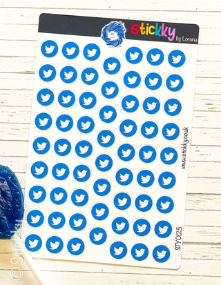 Social Media Twitter Logo Stickers Sheet.-