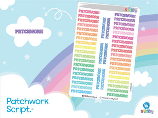 Cute Patchwork Script Planner Stickers Sheet
