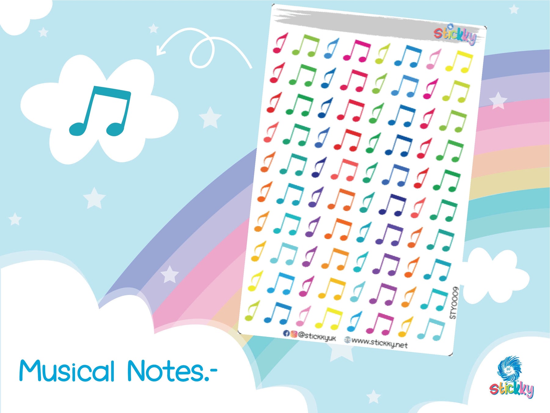 Music Notes Stickers Sheet