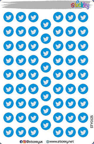 Social Media Twitter Logo Stickers Sheet.-
