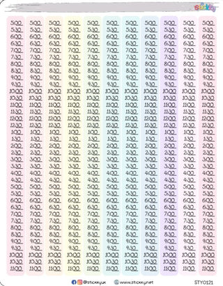 Time strip 1/2 hour Vertical Functional Stickers Sheet.-