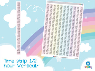 Time strip 1/2 hour Vertical Functional Stickers Sheet.-