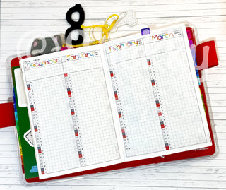 Hobo Techo Original Months of the Year at Glance Script Planner Stickers Sheet.-