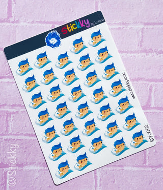 Swimming Boy Stickers Sheet