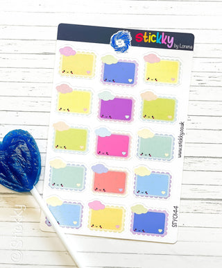 Cute Small Rainbow Cloud Boxes Stickers Sheet