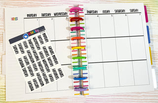 Days of the Week Script Planner Stickers Sheet