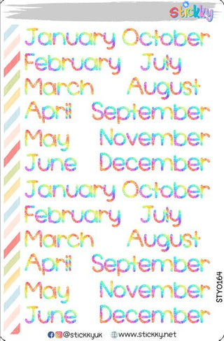 Hobo Techo Original Months of the Year at Glance Script Planner Stickers Sheet.-