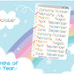 Months of the Year Script Planner Stickers Sheet.-