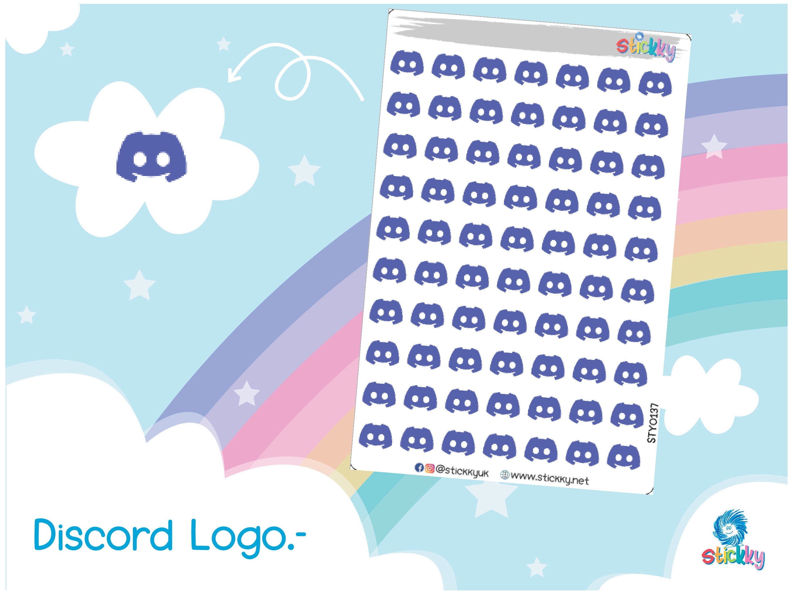 Discord Sip Sticker Social Media Discord Logo Stickers Sheet.- – Stickky