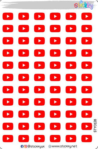 Social Media Youtube Logo Stickers Sheet.-