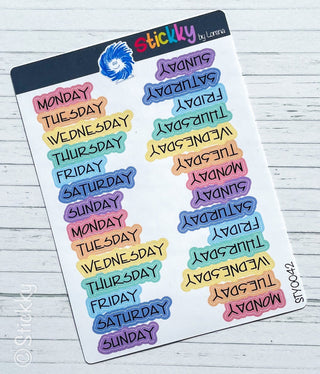 Days of the Week Script Planner Stickers Sheet