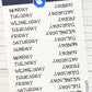 Days of the Week Script Planner Stickers Sheet