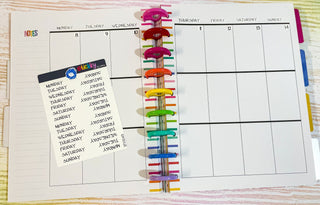 Days of the Week Script Planner Stickers Sheet