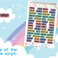 Days of the Week Script Planner Stickers Sheet