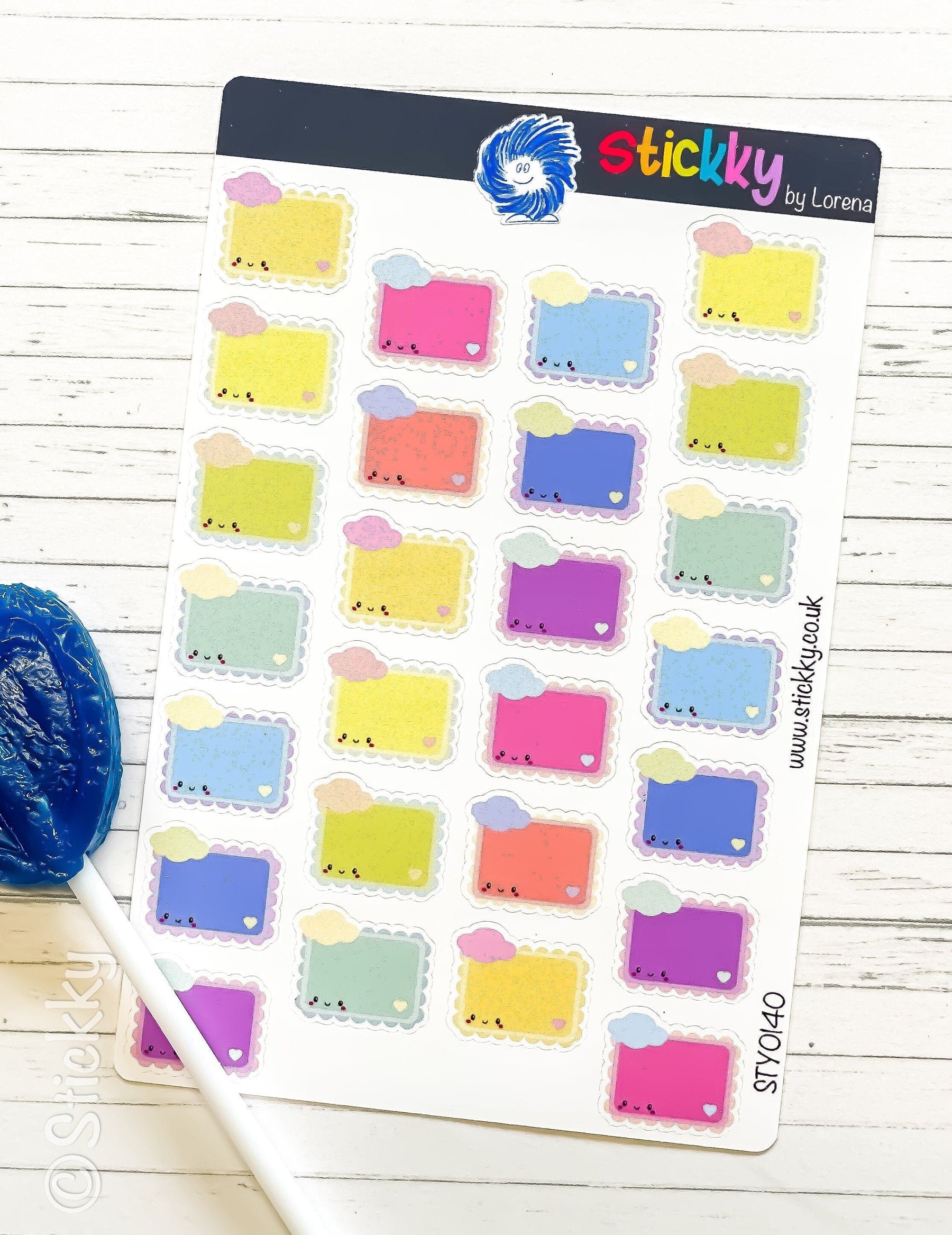 Cute Rainbow Cloud Boxes Stickers Sheet