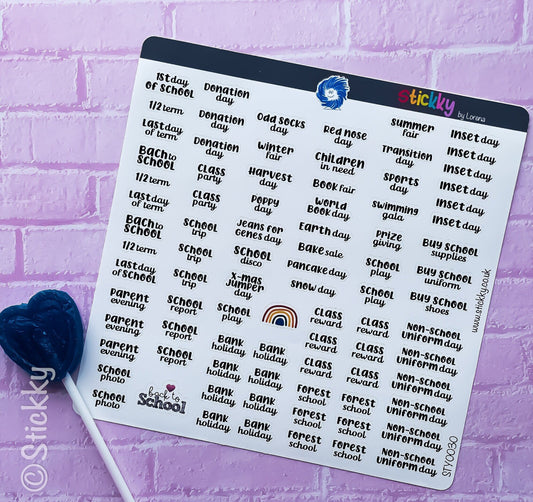 Back to School - The School Year Dates and Events - Custom Kids names Stickers Sheet.-