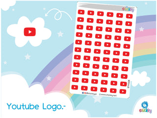 Social Media Youtube Logo Stickers Sheet.-