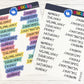 Days of the Week Script Planner Stickers Sheet