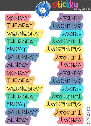 Days of the Week Script Planner Stickers Sheet