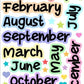 Months of the Year Script Planner Stickers Sheet