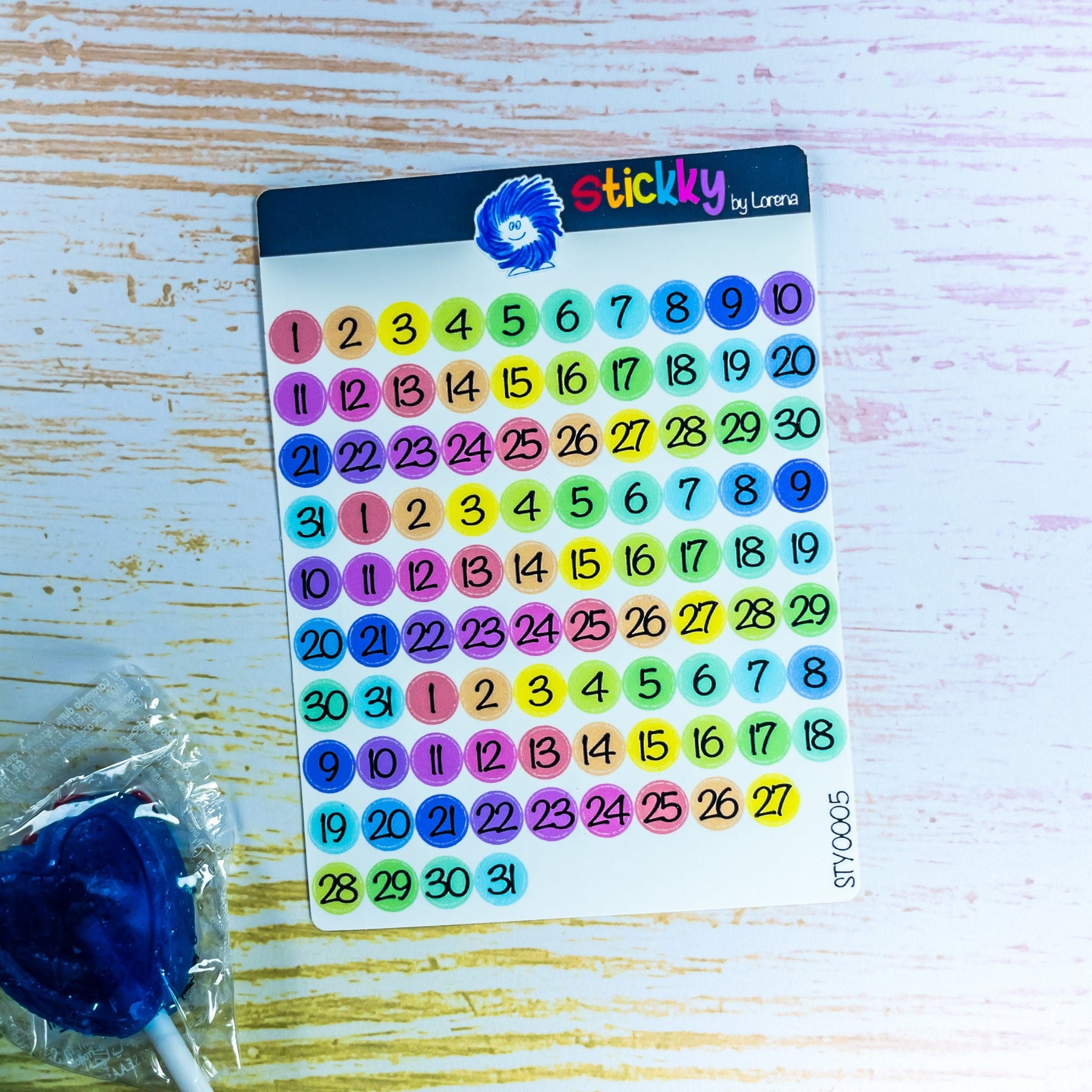 Days in Numbers of the Month Script Planner Stickers Sheet