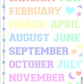 College Months of the Year Script Planner Stickers Sheet.-