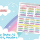 Cute 2025 Year View Hobonichi, Monthly Headers, Year At A Glance, Hobo Yearly Overlay Stickers - 2024-2025-2026 Calendar Stickers.-