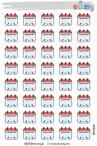 Cute Calendar Appointment Stickers Sheet
