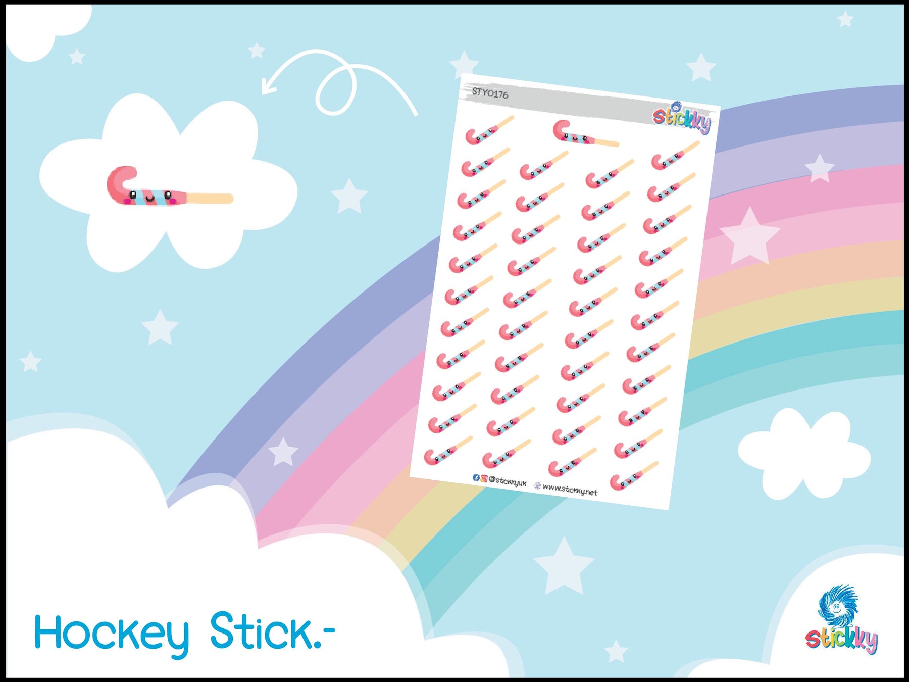 Hockey Stick Icon Stickers Sheet