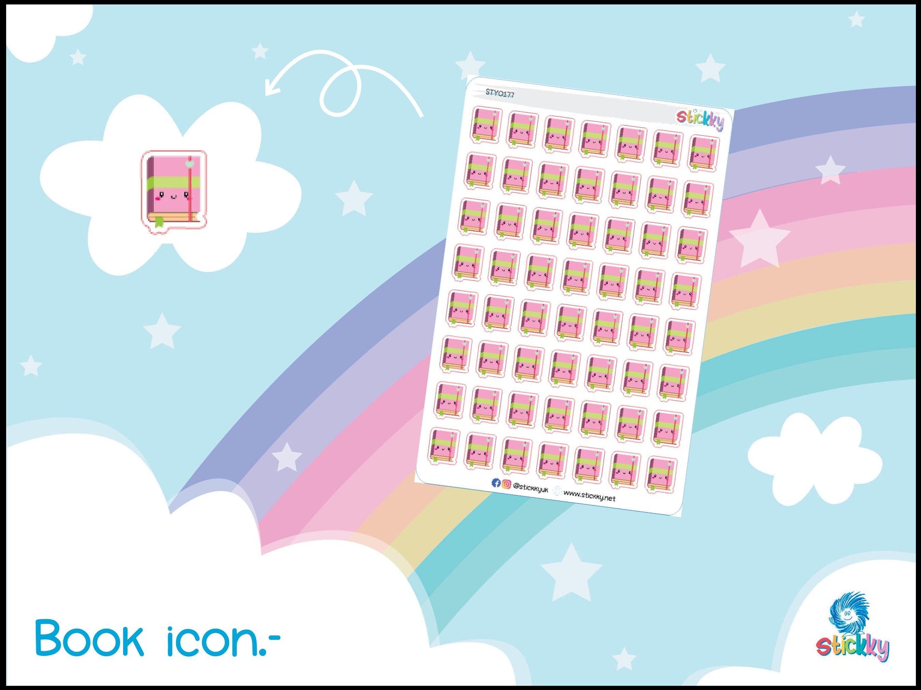 Book Icon Stickers Sheet