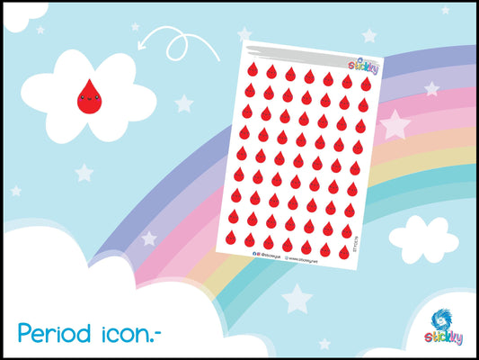 Cute Period Icon Stickers Sheet