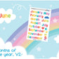 Rainbow Months of the Year Script Planner Stickers Sheet-V2-A