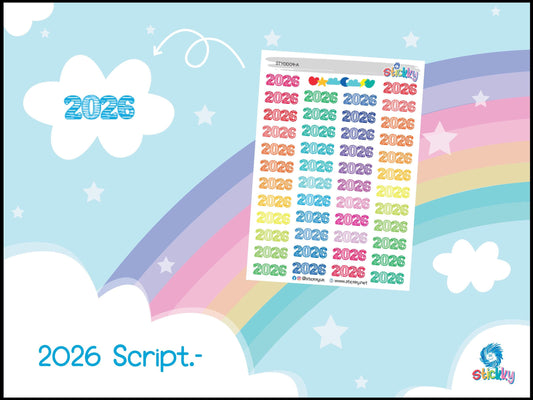 2026 Script Planner Stickers: Pastel Calendar Stickers
