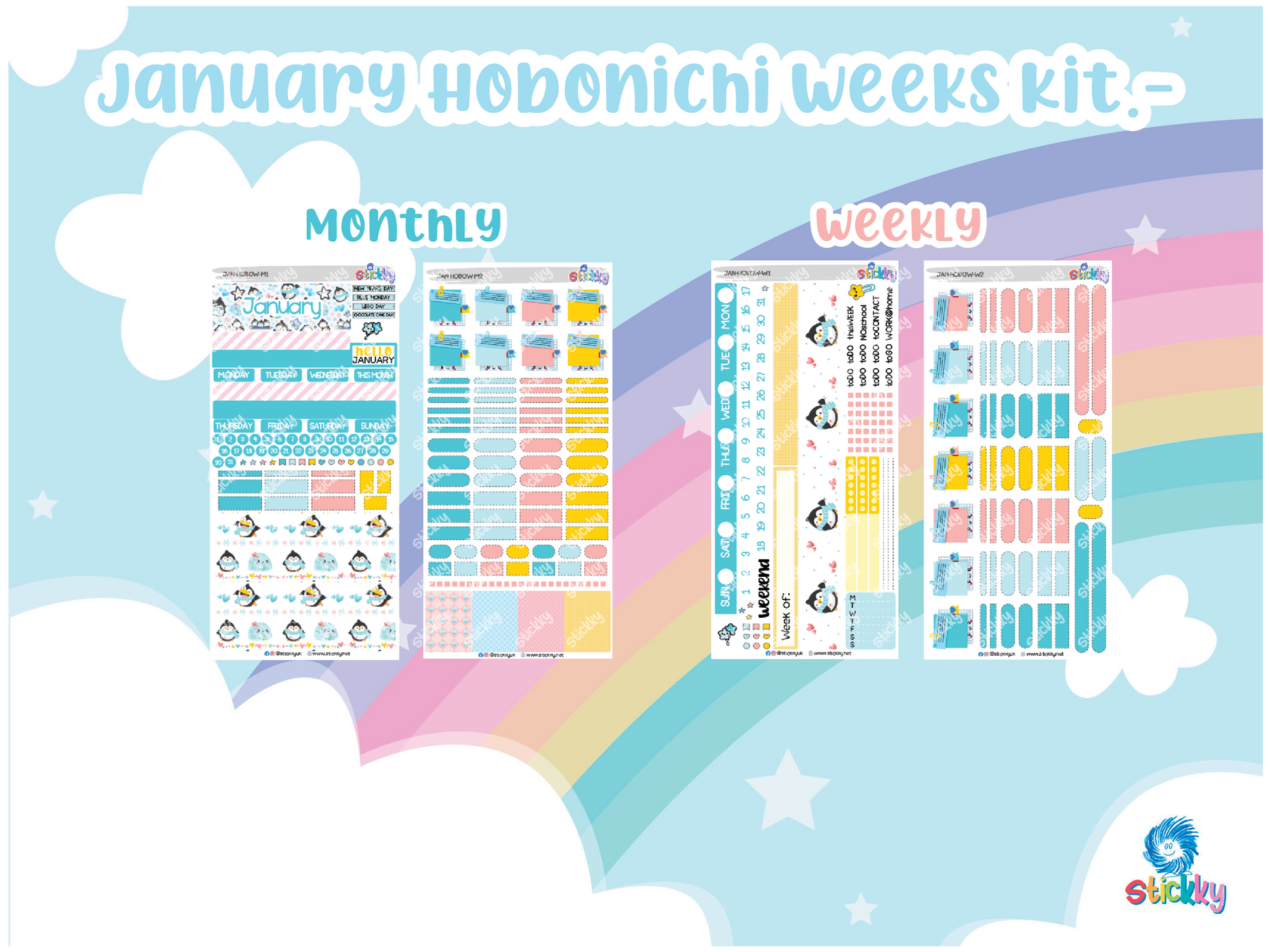 January Stickky Planner Kit - Hobonichi Weeks✨