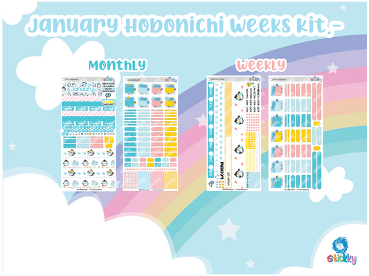 January Stickky Planner Kit - Hobonichi Weeks✨