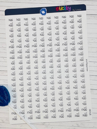 Time strip 1/2 hour Vertical Functional Stickers Sheet.-