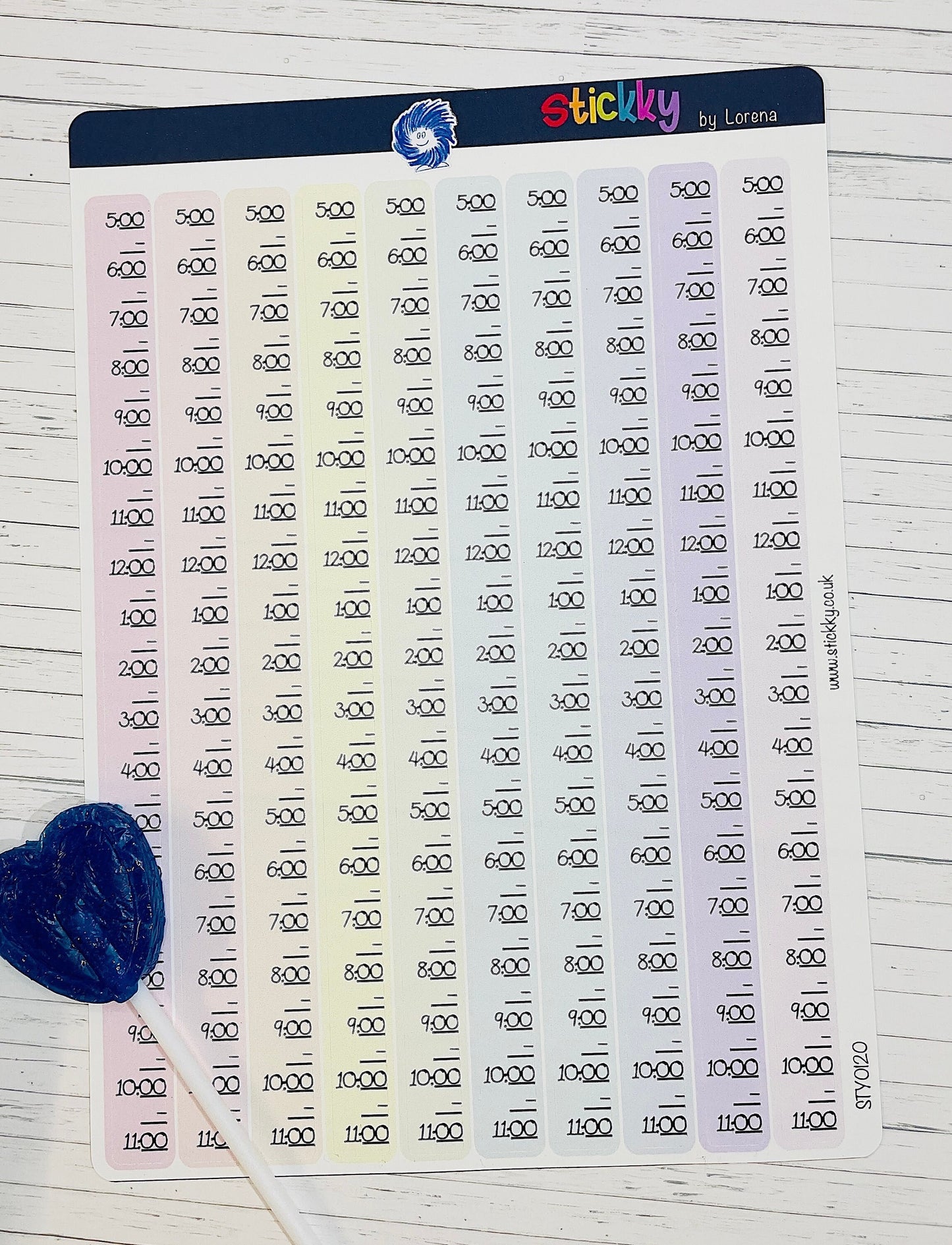 Time strip 1/2 hour Vertical Functional Stickers Sheet.-