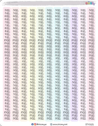 Time strip 1/2 hour Vertical Functional Stickers Sheet.-